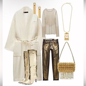 Zara metallic heeled boots